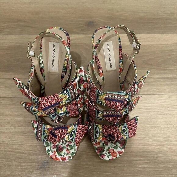 Antonio Melani Vilada Triple Bow Floral Heels Womens Size 9.5 Multicolor Summer - Picture 8 of 12